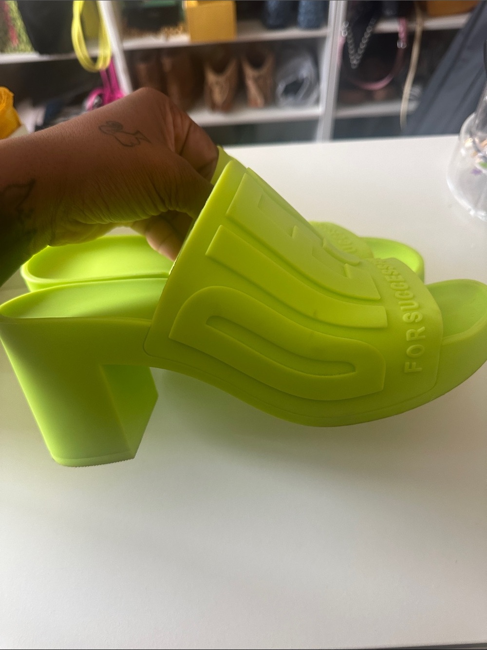 Diesel Neon Yellow Slide Mules - Picture 2 of 4